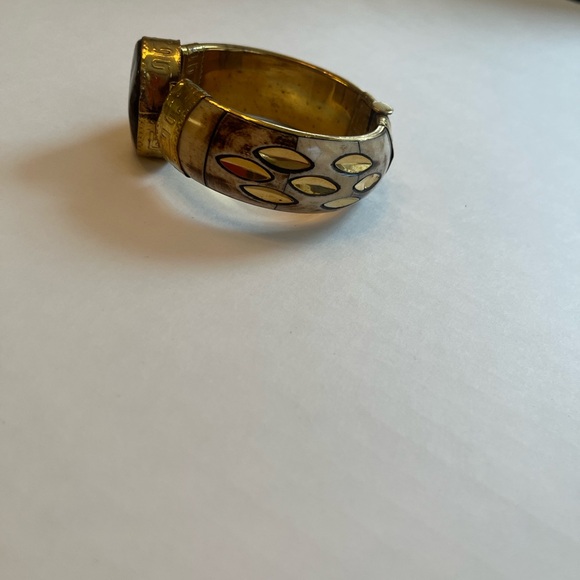 Vintage Brass Labradorite  and Crystal Pin Closure Bracelet - Picture 7 of 7